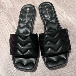 BCBGeneration Quilted Black Slide Sandals